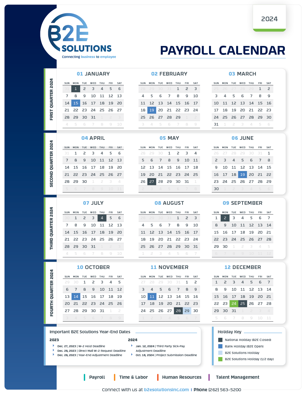 2024 payroll calendar